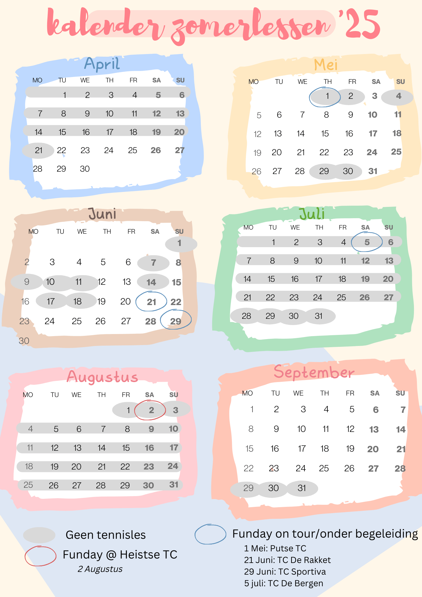 Kalender Zomerlessen 25