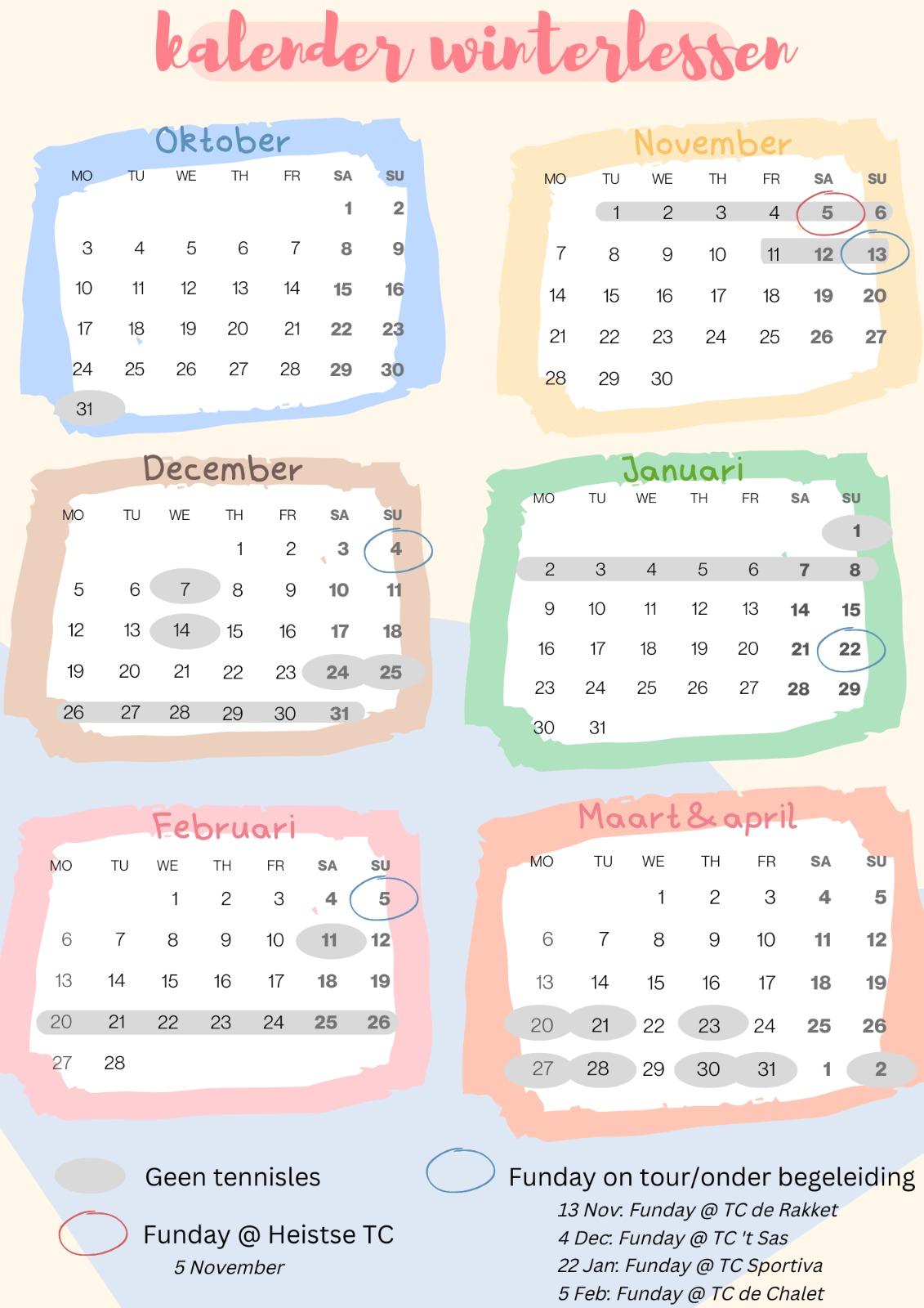 Kalender Winterlessen Kidstennis